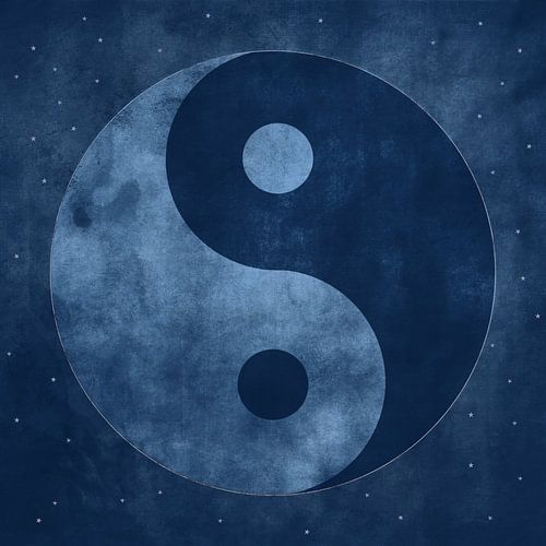 Yin and Yang Symbol Dark Blue Grunge