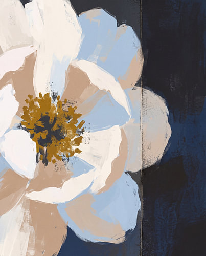 Moderne botanische Abstraktion in Tiefblau