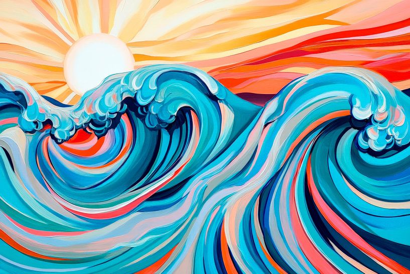 Colourful wave kisses - sea dream sunbeams dance by Poster Art Shop