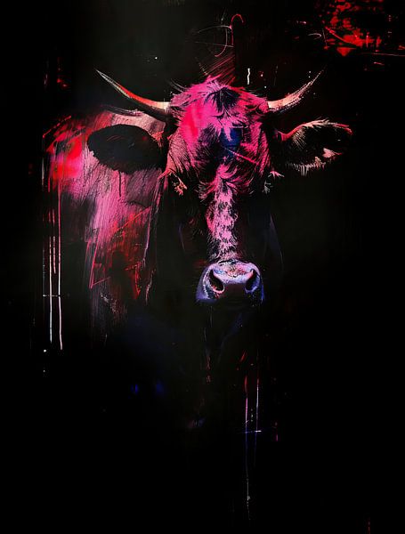 Malerei Neon Bull von Kunst Laune