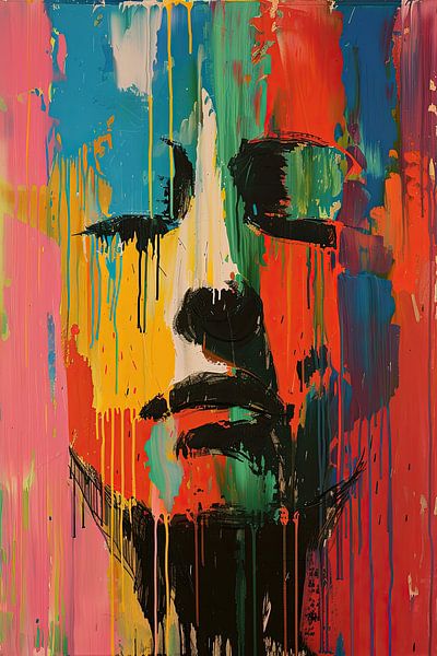 Face abstraite - Échappée mentale colorée par Collection Moderne