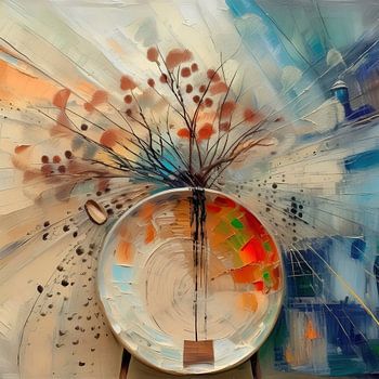 Japandi Stilleven. Vaas met takjes - Wabi-Sabi stijl