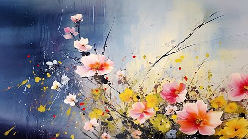 Abstracte Bloemen Schilderij