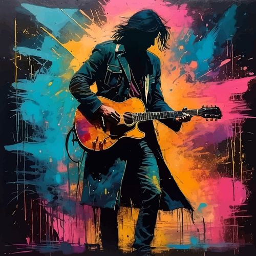 Sonic Expression – Schilderachtige abstracte gitaarwanddecoratie