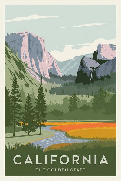 California Vintage Travel Poster von Poster Art Shop