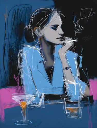 Fumée tranquille, teintes bleues sur Adriana