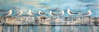 Mouettes sur un mur