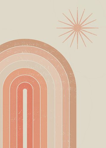 Modern Retro Roze Regenboog van Katarzyna Gąsiorowska