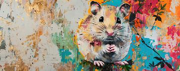 Schilderij Kleurrijke Hamster van Kunst Kriebels