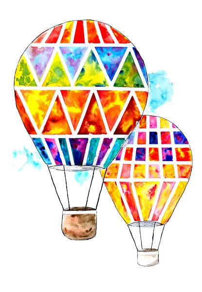 Zwei bunte Heißluftballoons von Sebastian Grafmann