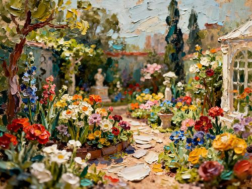 Een paradijselijke tuin in volle bloei