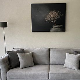 Customer photo: Still life with large dried hogweed in grey stone jar by Mayra Fotografie, on canvas