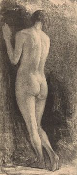 Simon Moulijn, Staande naakte vrouw met halflang haar op de rug gezien, ca 1929