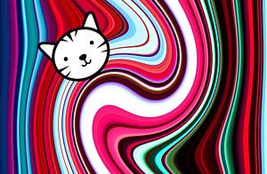 Komische Katze (Rot und Rosa)