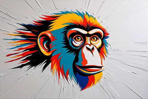 Kleurrijk en dynamisch apenportret