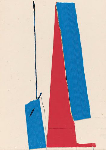 Verticale geometrie in blauw en rood