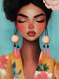 Kleurrijk modern portret van Carla Van Iersel