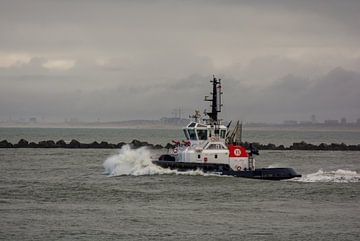 Tug pounding in the waves New Waterway. by scheepskijkerhavenfotografie