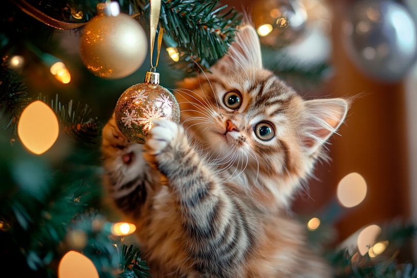Weihnachtskätzchen von Poster Art Shop
