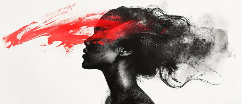 Creatief silhouet met een rood accent van Poster Art Shop