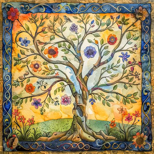 Auqarel van een levensboom