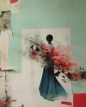 Vintage collage "Flowers" van Studio Allee