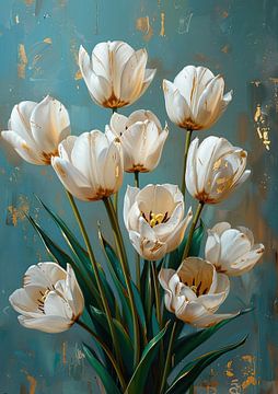 Witte Tulpen | Serene Beauty, Golden Touch van I ❤ Bloemen