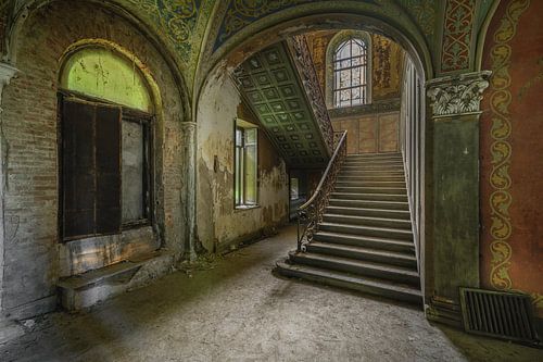 Stairs in an abandoned villa in Italy