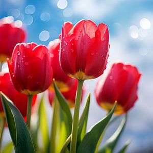 Nahaufnahme von roten Tulpen