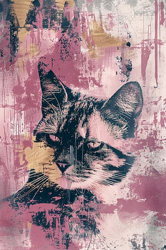 Abstracte digitale kunst van een kat