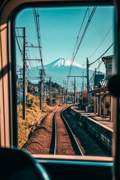 Vue de la fenêtre du train - paysage de montagne par Poster Art Shop
