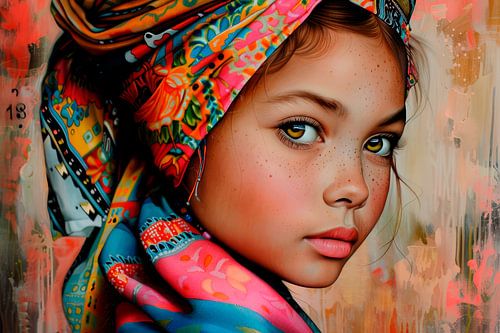 Porträt eines Mädchens mit bunter Kleidung