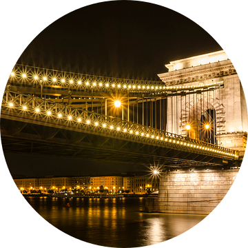 Kettingbrug over de Donau in Boedapest van Sven Wildschut