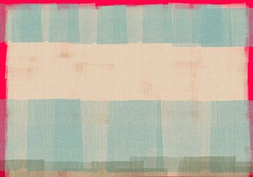 Abstract in wit, neonroze en lichtblauw. van Dina Dankers
