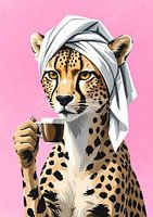 Cheetah in the morning with espresso