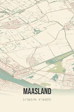 Vintage landkaart van Maasland (Zuid-Holland) van MijnStadsPoster