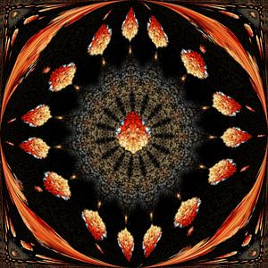 Kaleidoskop mit orangefarbenen Tönen
