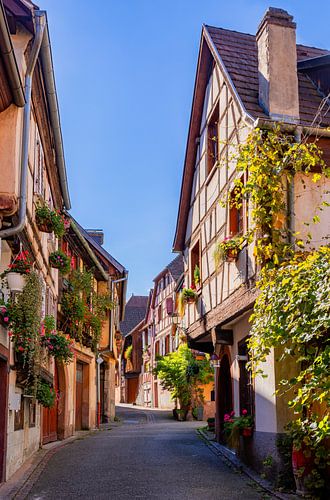 Straatje in Ribeauvillé, Elzas, Frankrijk