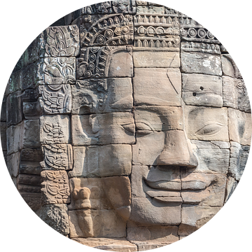 Gezicht van Boeddha in de Bayon tempel, Cambodja