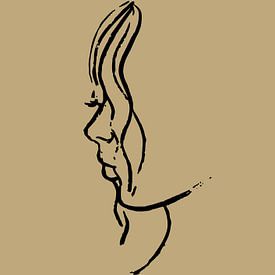 Minimalisme - potret meisje zijkant gezicht van Emiel de Lange