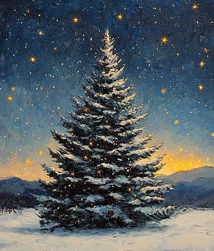 Kerstboom | Besneeuwde Kerstboom van De Mooiste Kunst