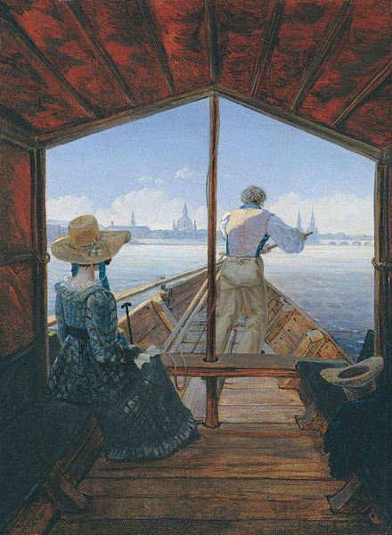 Carl Gustav Carus.Schifffahrt auf der Elbe von 1000 Schilderijen