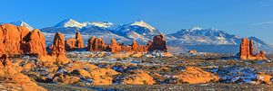 Winterpanorama des Arches National Park, Utah