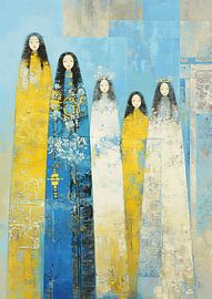 Vrouwen Figuren | Vrouwen in Geel en Blauw van Kunst Kriebels