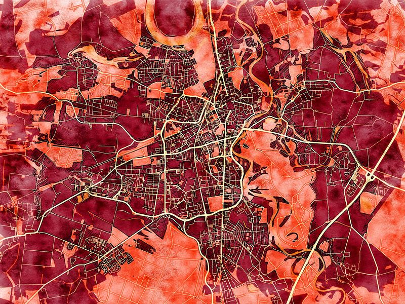 Map of Dessau-Roßlau with the style 'Amber Autumn' by Maporia