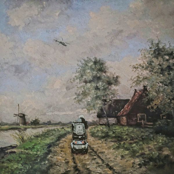 Op weg naar nergens (schilderij met scootmobiel) van Ruben van Gogh - smartphoneart