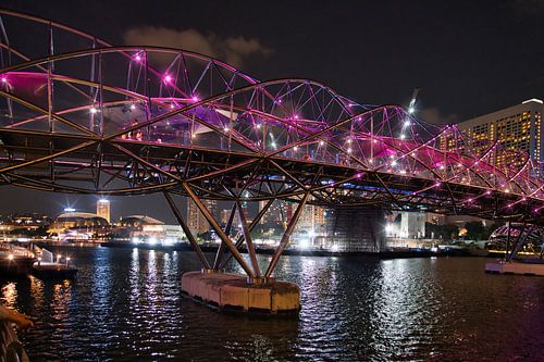 De Helix-brug bij nacht