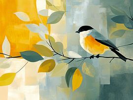 Abstrait Grande mésange sur une branche sur KRAB