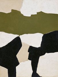 Vert d'olive, noir et ivoire – Paysage abstrait