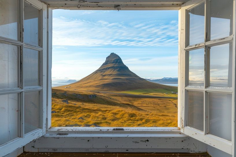 Vue de la fenêtre sur le Kirkjufell par Poster Art Shop